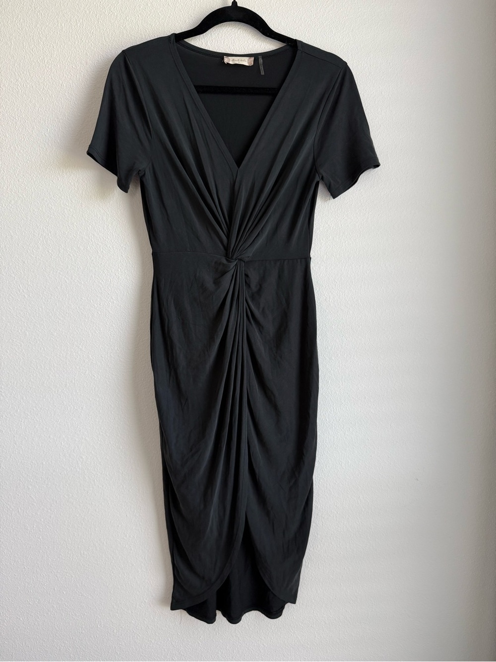 Altar'd State Dark Grey Twist-Front Midi Dress